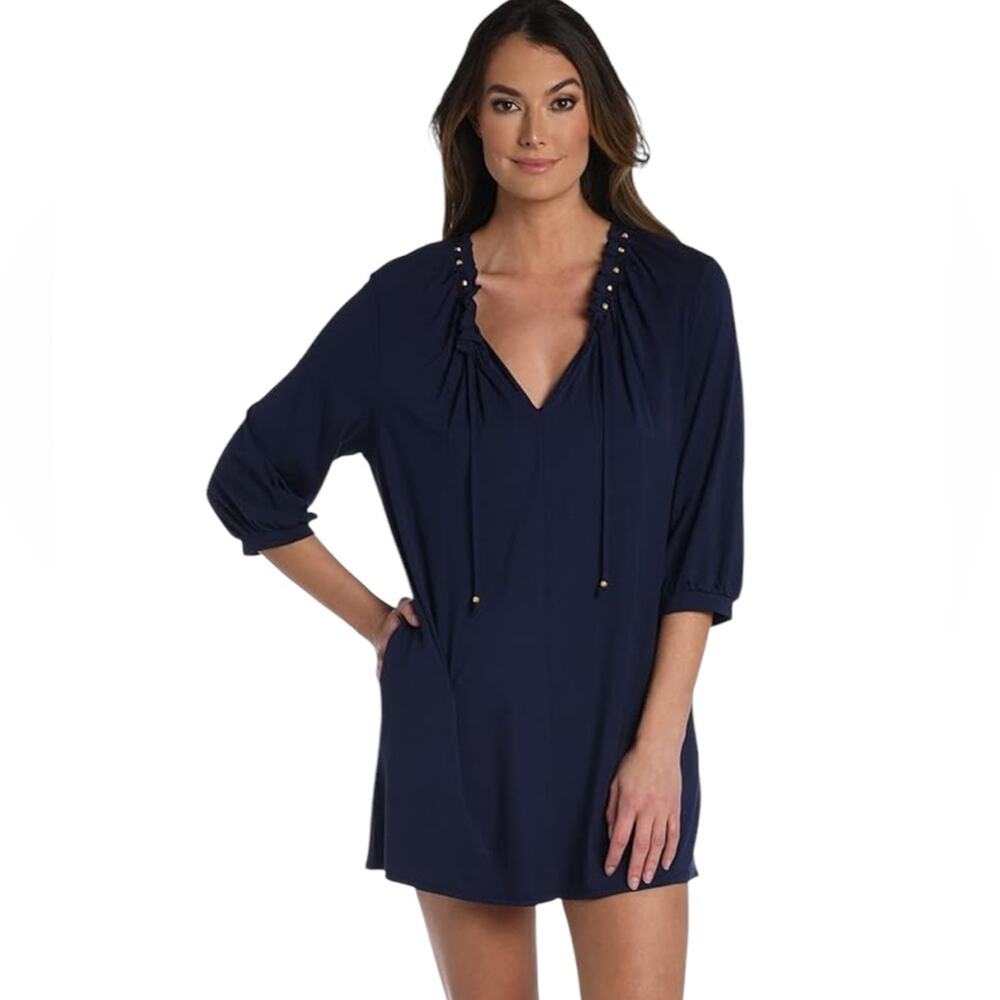 << La Blanca Beaded V-Neck Beach Dress Coverup – Sz Large
